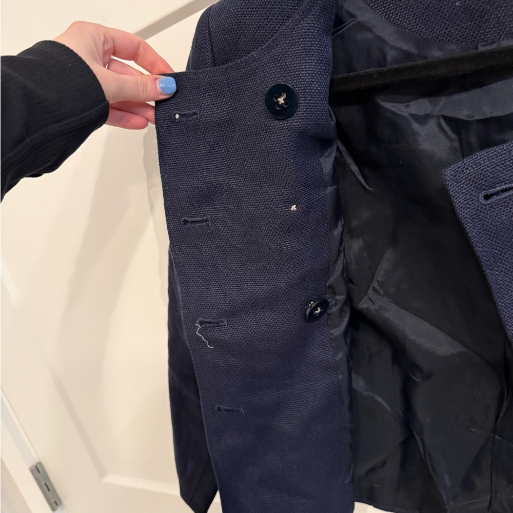 Lauren Ralph Lauren Navy Double-Breasted Linen Jacket (Petite) - Picture 5 of 7